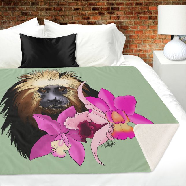 Cobertor Sherpa Sagui Floral de Cabeça Dourada (Criador carregado)