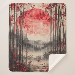 Cobertor Sherpa Sakura Lua de Sangue Tinta Lavada (1)