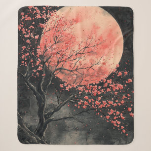 Cobertor Sherpa Sakura Lua de Sangue Tinta Lavada (2)