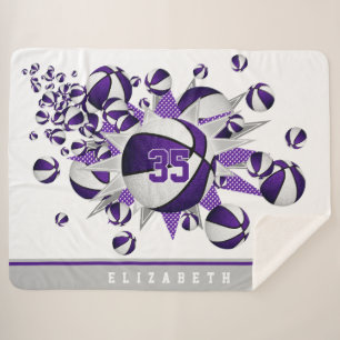 Cobertor Sherpa Sala de esportes de meninas decoram cestos roxos e