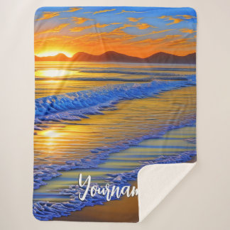 Cobertor Sherpa Sandy Beach Sunset