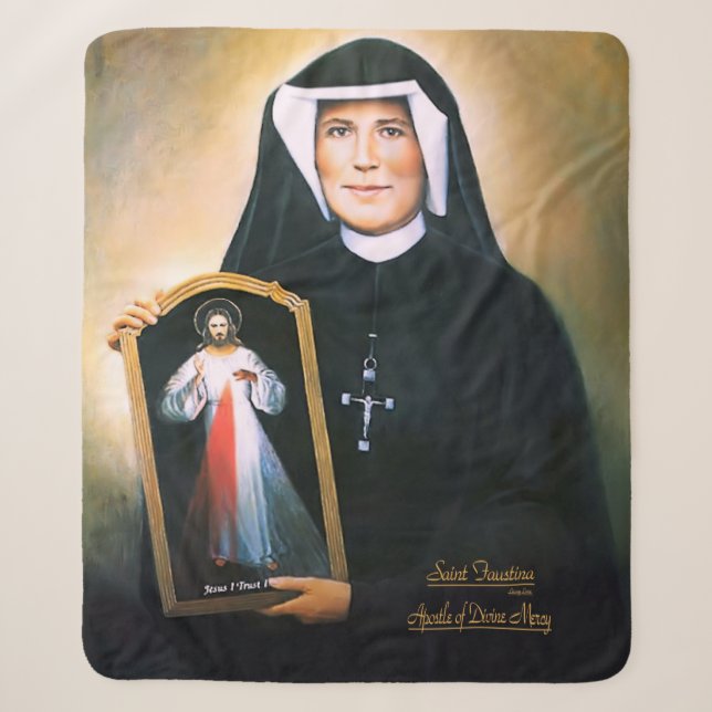 Cobertor Sherpa Santa Faustina, Divina Misericórdia (Frente)