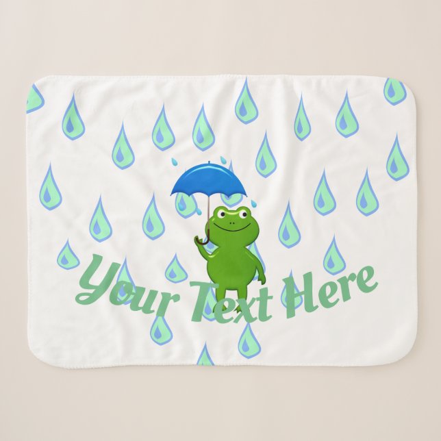 Cobertor Sherpa Sapo Kawaii e Chuva (Frente (Horizontal))