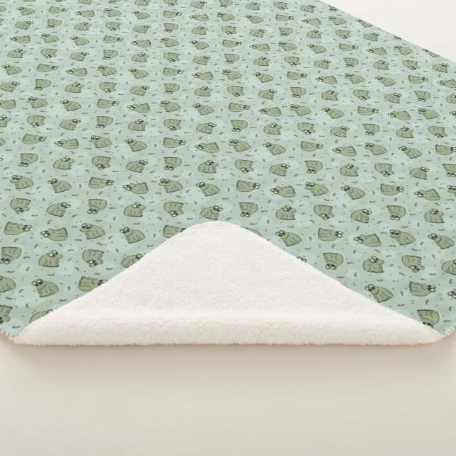 Cobertor Sherpa Sapos de Sage Bubble - o padrão verde de crianças. (3/4)