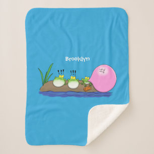 Cobertor Sherpa Sapos engraçados bonitos ilustração de desenho ani