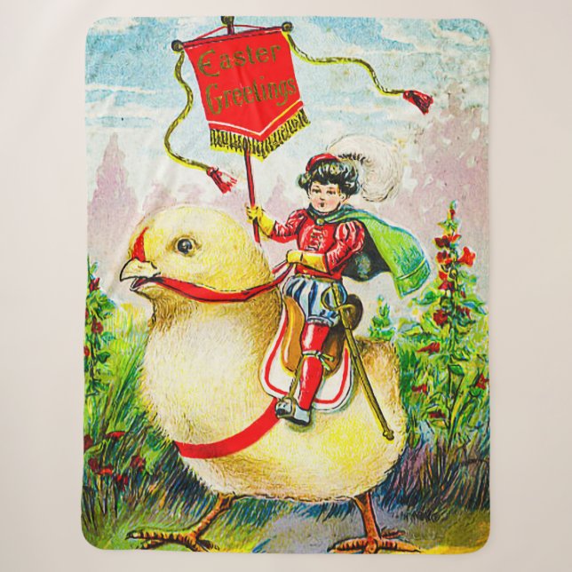 Cobertor Sherpa Saudações à Páscoa Whimsical: Cavaleiro sobre o Pi (Frente)