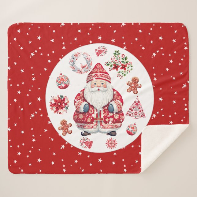 Cobertor Sherpa Scandinávia Santa Claus Red Medium (Frente (Horizontal))