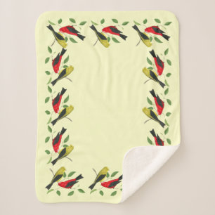 Cobertor Sherpa Scarlet Tanagers Bird Art Sherpa Blanket