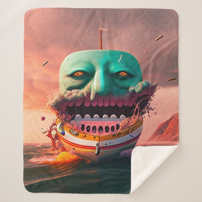 Cobertor Sherpa Scary boat (Frente)