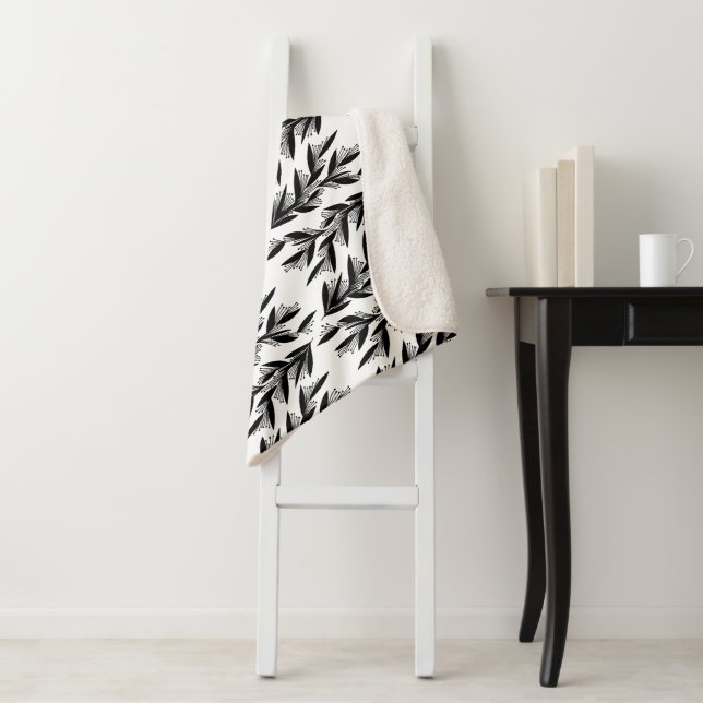 Cobertor Sherpa script de folhas e felizes (In Situ)