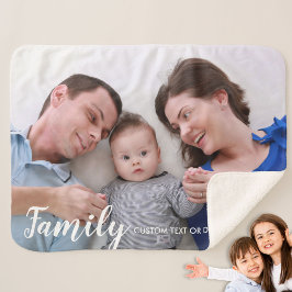 Cobertor Sherpa Script Moderno de Fotografia da Família Personaliz