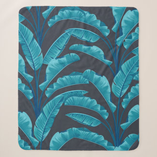 Cobertor Sherpa Seamless banana leaves. Vintage tropical pattern b