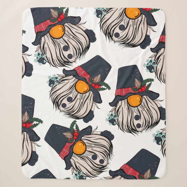 Cobertor Sherpa Seamless pattern illustration of a gnome with a be (Frente)