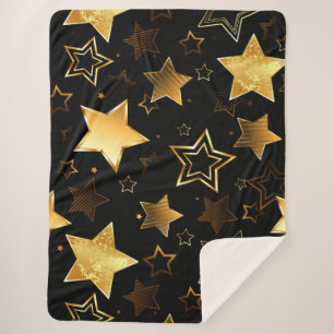Cobertor Sherpa Seamless pattern with Golden Stars