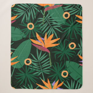 Cobertor Sherpa Seamless tropic pattern with strelitzia flowers an