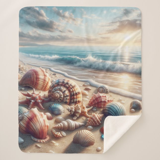 Cobertor Sherpa Seashell Ocean Lover (Frente)