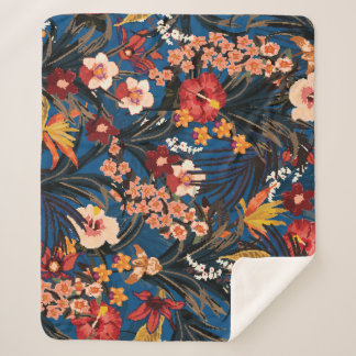 Cobertor Sherpa Selva Chic: Azul Escuro Exótico.