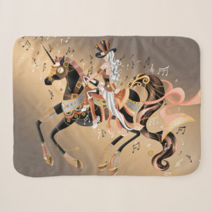 Cobertor Sherpa Senhora de Arte Steampunk sobre Cavalo Mecânico