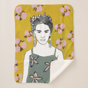 Cobertor Sherpa Senhora do Flor Rosa - Amarela