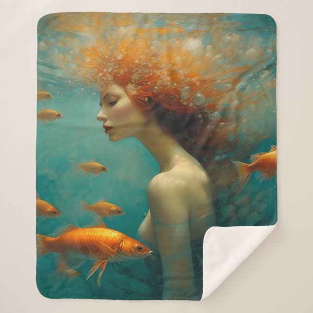 Cobertor Sherpa Sereia e Peixe-gato (Frente)