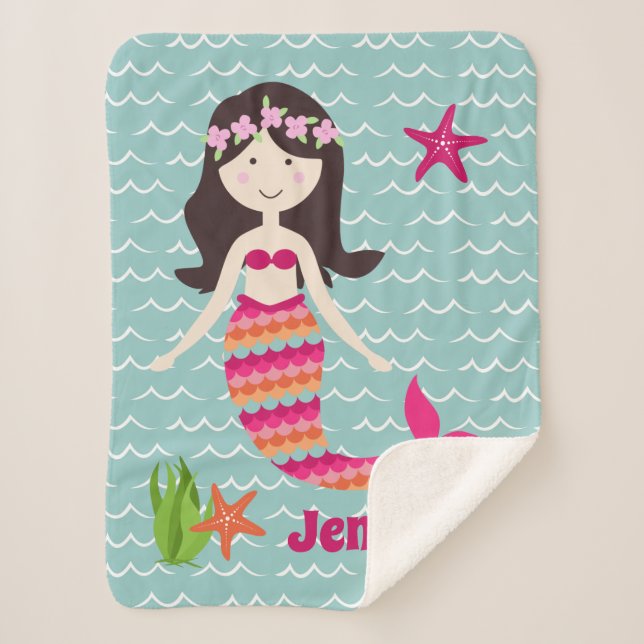 Cobertor Sherpa Sereia no padrão das ondas Sherpa Throw (Frente)