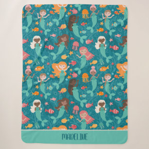 Cobertor Sherpa Sereias Caprichosas Sob o Mar Azul