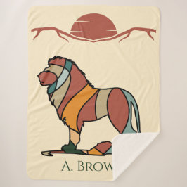 Cobertor Sherpa Serene Savanna Kind Lion Abstract Modern Earthy