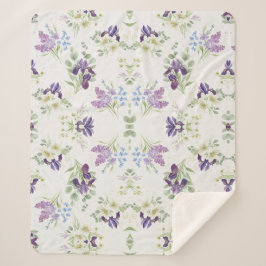 Cobertor Sherpa Serene Watercolor Spring Bouquet Pattern