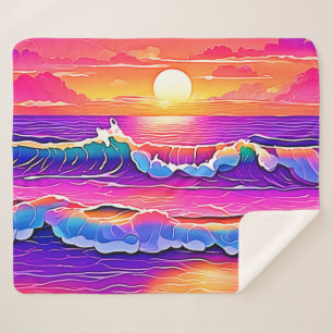 Cobertor Sherpa Serenidade do Sunset da Onda Retroativa