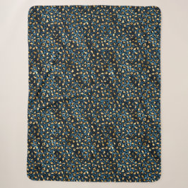 Cobertor Sherpa Série Blue and Gold Leopard Design 1