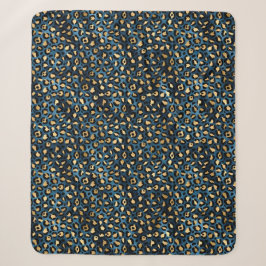Cobertor Sherpa Série Blue and Gold Leopard Design 1