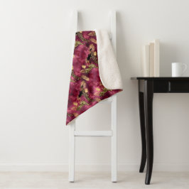 Cobertor Sherpa Série Burgundy e Gold Leopard Design 10