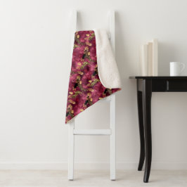 Cobertor Sherpa Série Burgundy e Gold Leopard Design 10