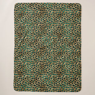 Cobertor Sherpa Série Teal e Gold Leopard Design 14  