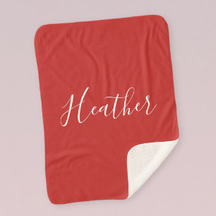 Cobertor Sherpa Seu Branco Personalizado Escrito em Vermelho