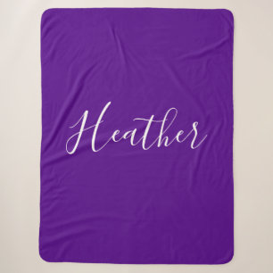 Cobertor Sherpa Seu Branco Personalizado Script no Roxo