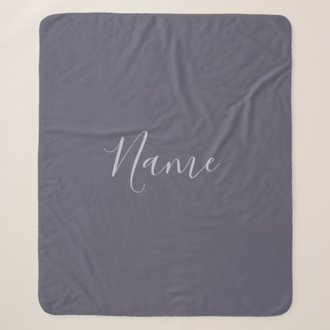Cobertor Sherpa Seu Nome | Script Lavanda Elegante em Roxo Turvo (Frente)