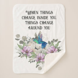 Cobertor Sherpa Shabby chic flowers art and selflove quote