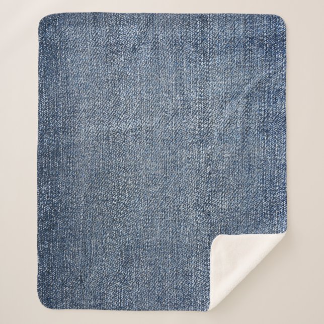 Cobertor Sherpa Shabby denim: textura azul de jeans (Frente)