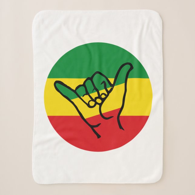 Cobertor Sherpa Shaka Mão Com Cores De Reggae (Frente)