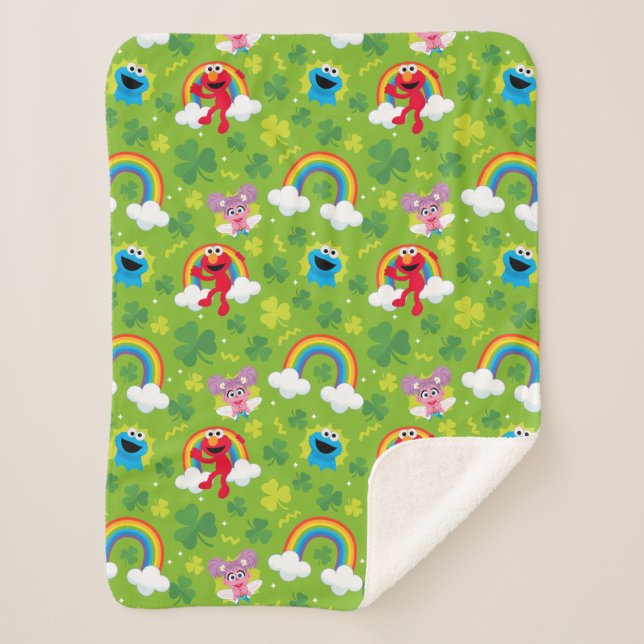 Cobertor Sherpa Shamrock and Rainbow Pattern da Sésame Street (Frente)
