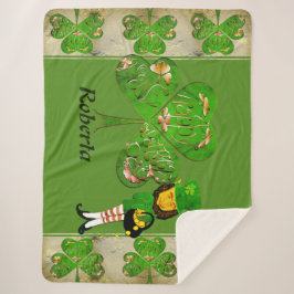 Cobertor Sherpa Shamrocks e Leprechaun