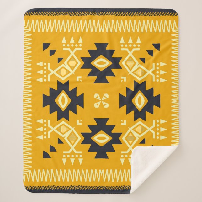 Cobertor Sherpa Shawl quadrado, paisley floral batik. (Frente)