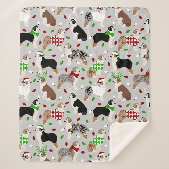 Cobertor Sherpa Shepherd australiano de Natal Sherpa Blanket (Frente)