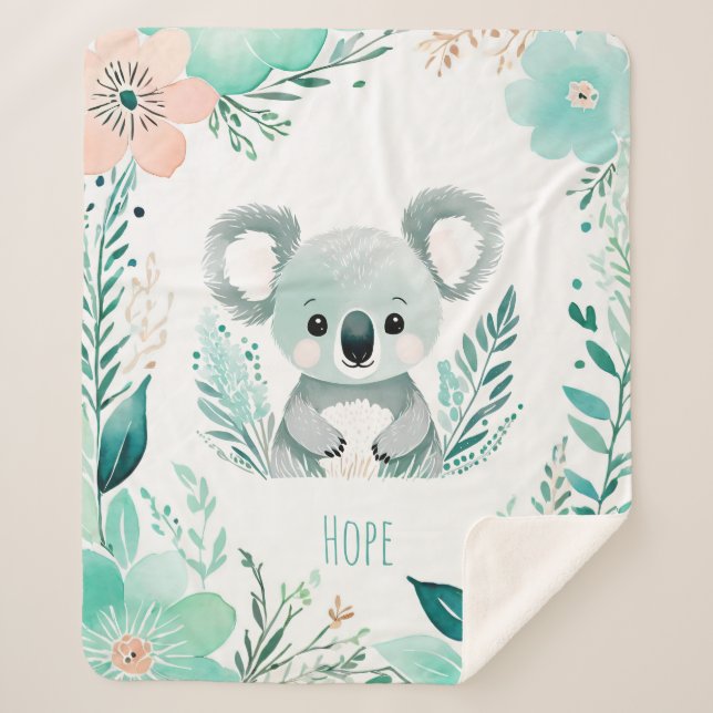 Cobertor Sherpa Sherpa Baby Blanket - Design Boho Koala (Frente)