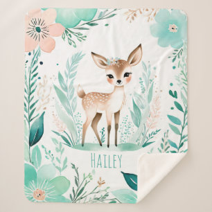 Cobertor Sherpa Sherpa Baby Blanket Personalizado - Boho Fawn Desi