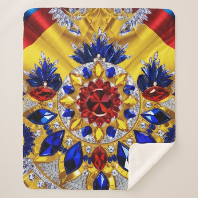 Cobertor Sherpa Sherpa Blanket com Design de cores romenas (Frente)