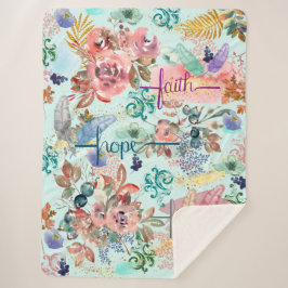 Cobertor Sherpa Sherpa Blanket Faith Hope Love