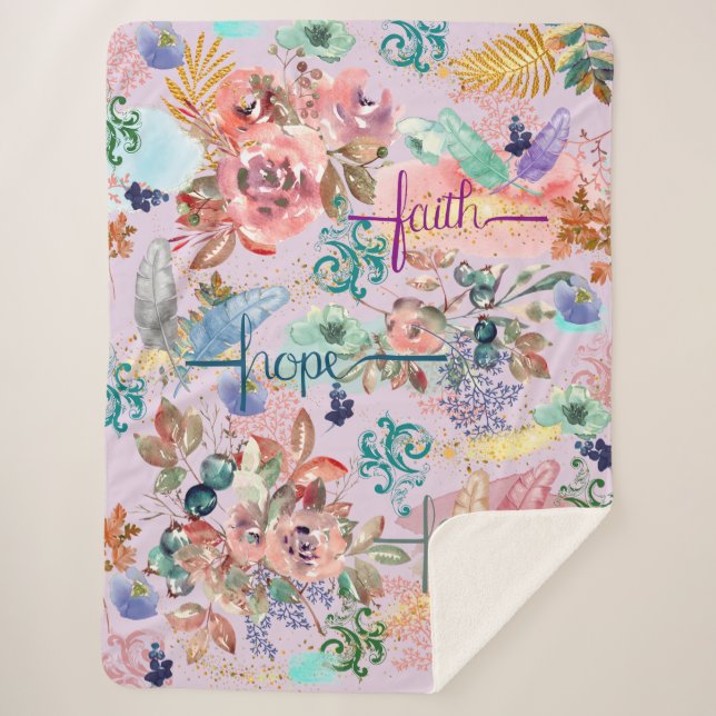 Cobertor Sherpa Sherpa Blanket Faith Hope Love (Frente)