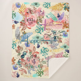 Cobertor Sherpa Sherpa Blanket Faith Hope Love